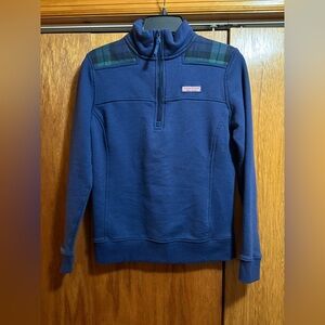 Vineyard Vines Navy and Green Quarter Zip Sweater